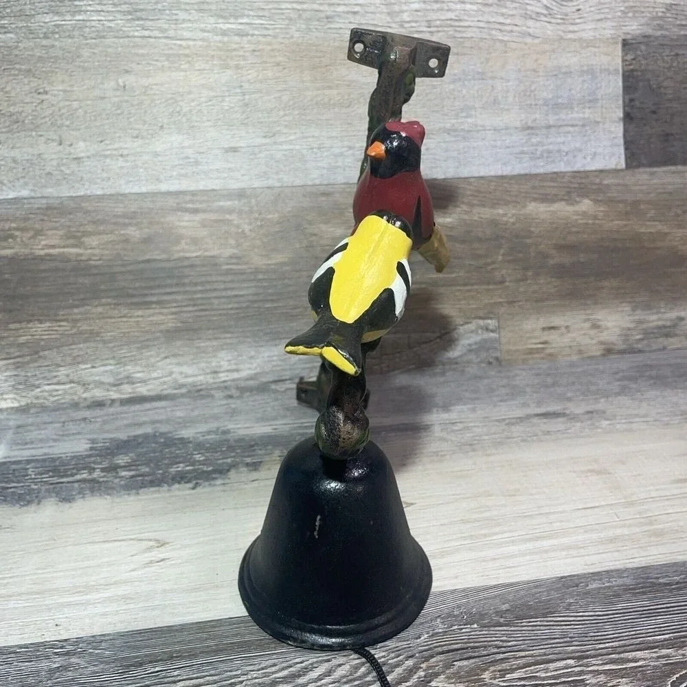 NEW Cast Iron Door Bell TWO Birds Porch Yard Post Fence Farm Barn Outdoor Decor